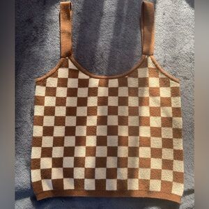 Checkered sweater tank top